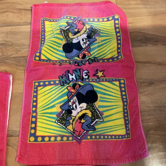 6 VTG Bath Hand Towel Lot Mickey Minnie Mouse Walt Disney Towel Set Colorful - Picture 5 of 8
